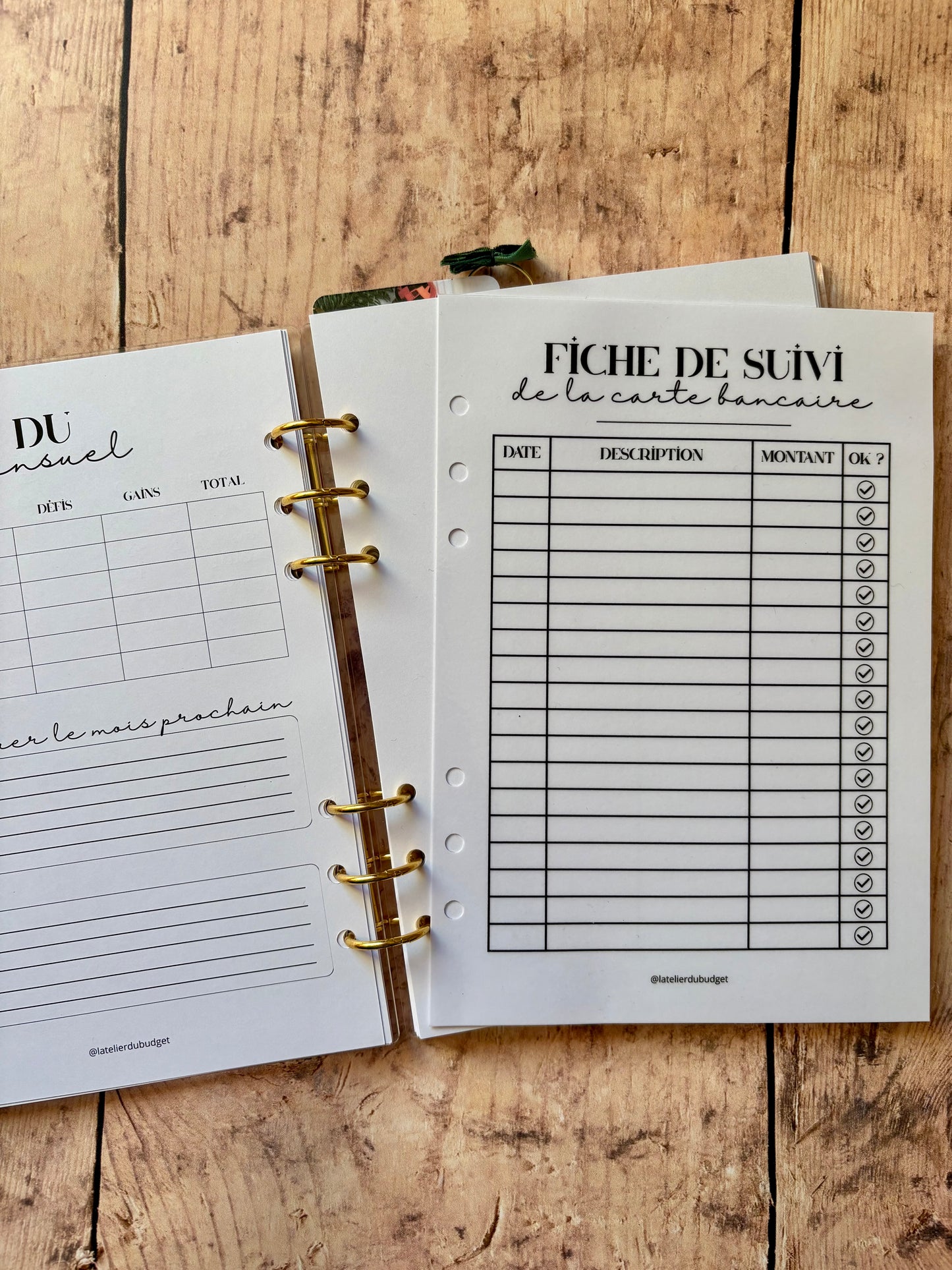 Page "suivi de la carte bancaire" - format A5