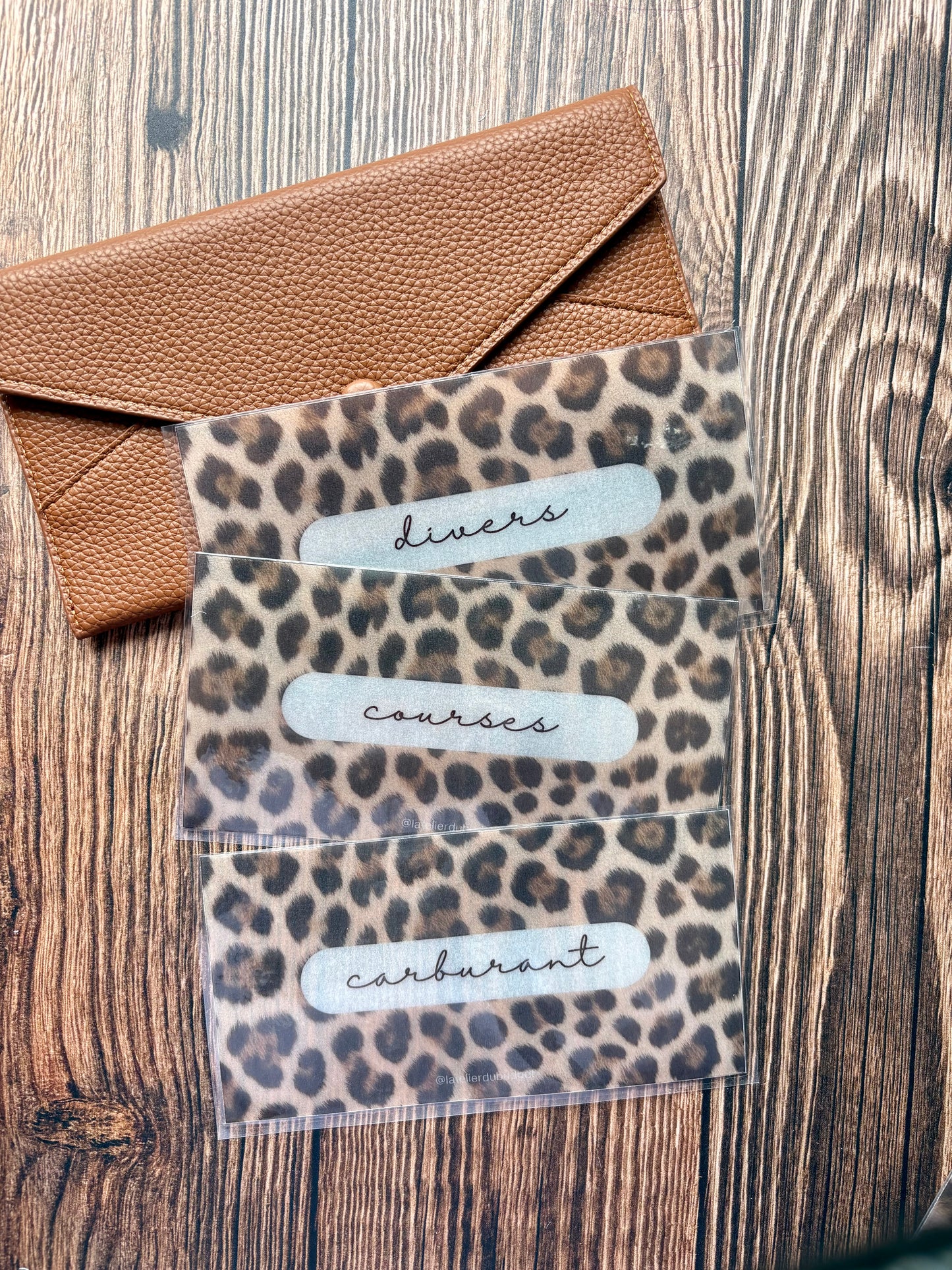 Lot 3 enveloppes porte feuille #Léopard