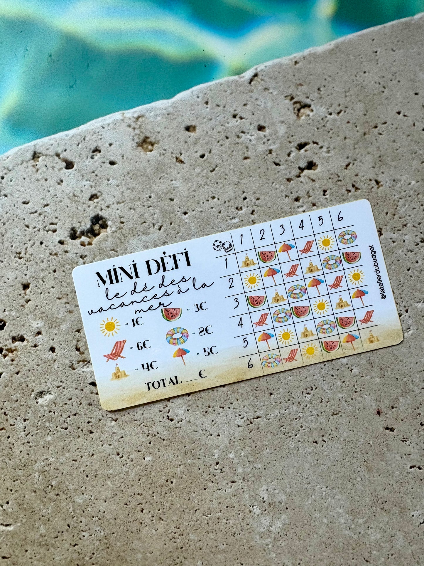 Mini défi "le dé de mes vacances à la mer"