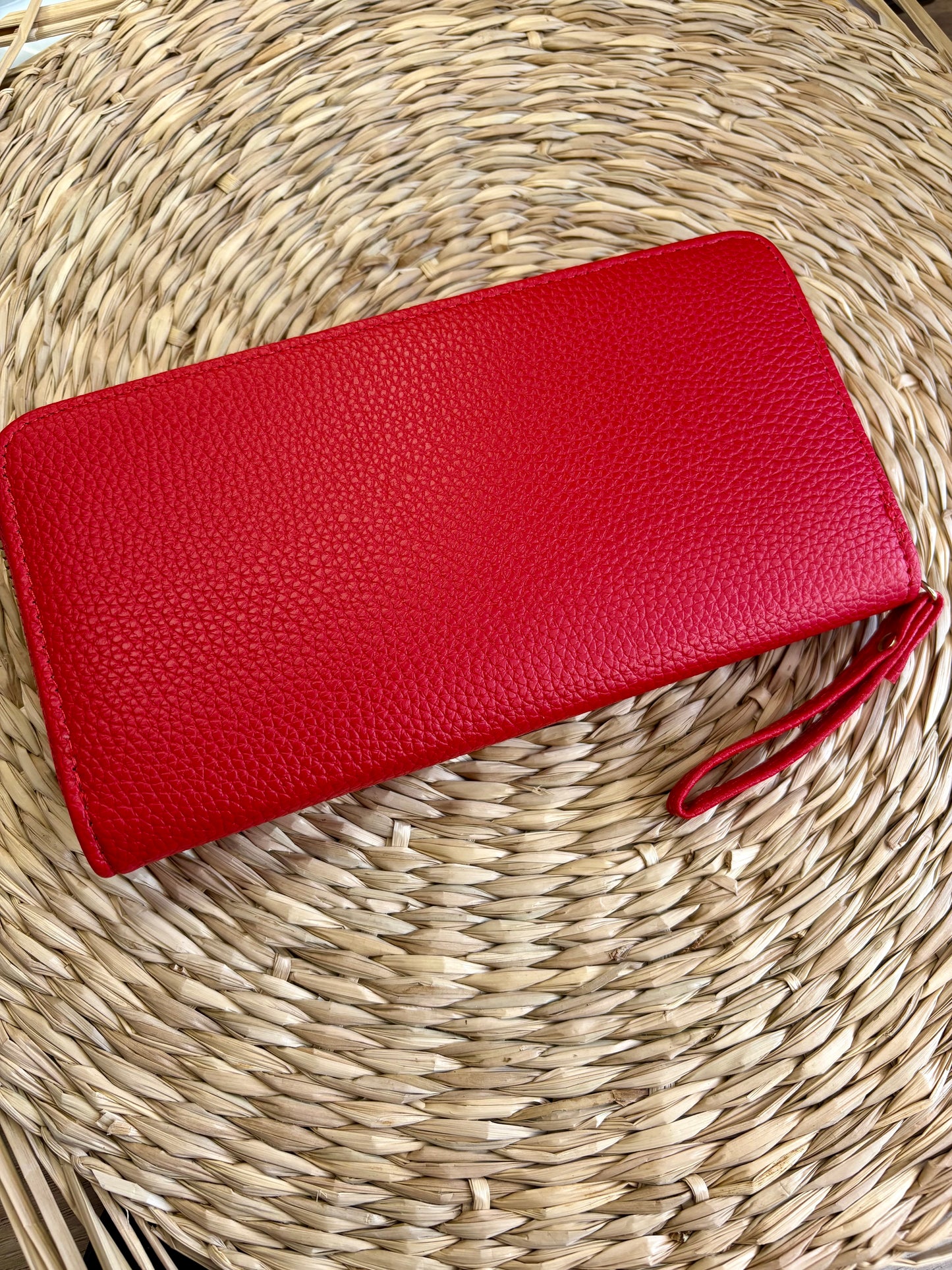 Porte feuille à fermeture éclair rouge