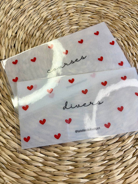 Enveloppes pour porte feuille #coeur rouge