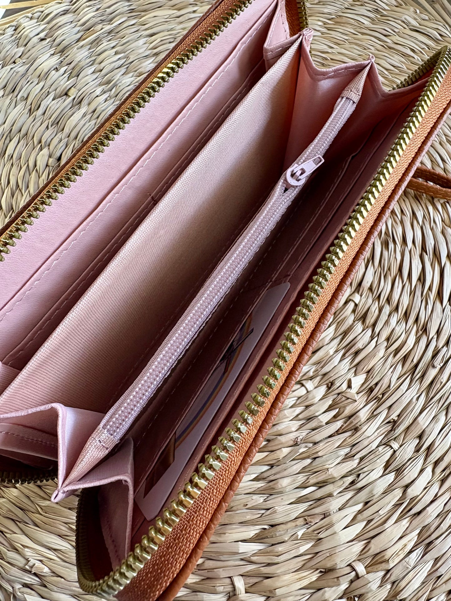Porte feuille à fermeture éclair marron