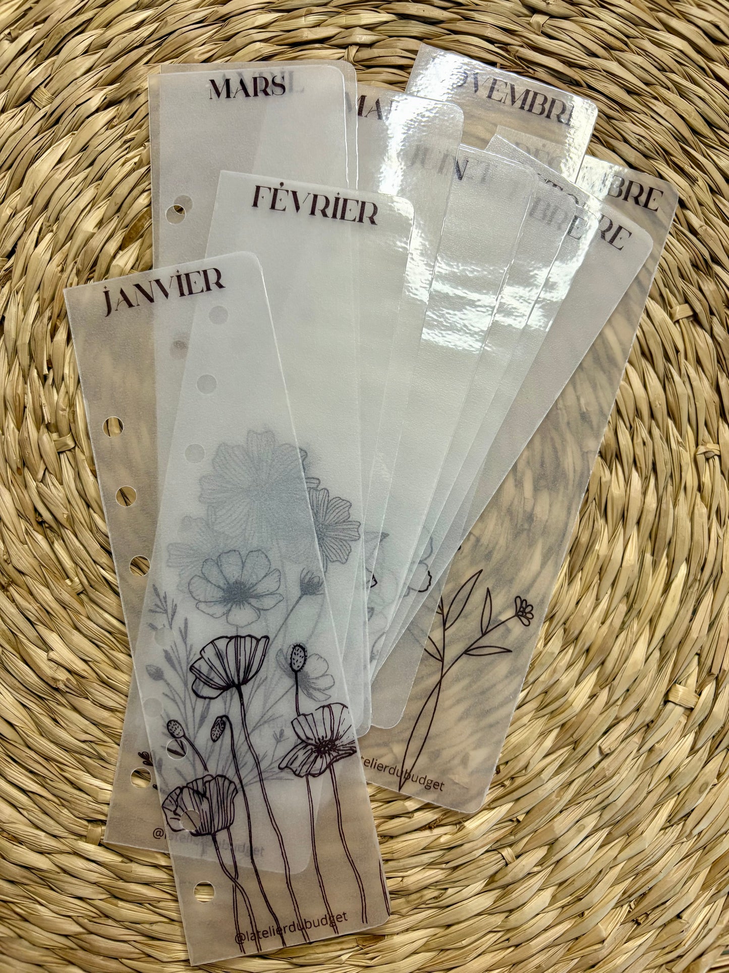 Pack de 12 intercalaires des mois de l'année - format A6