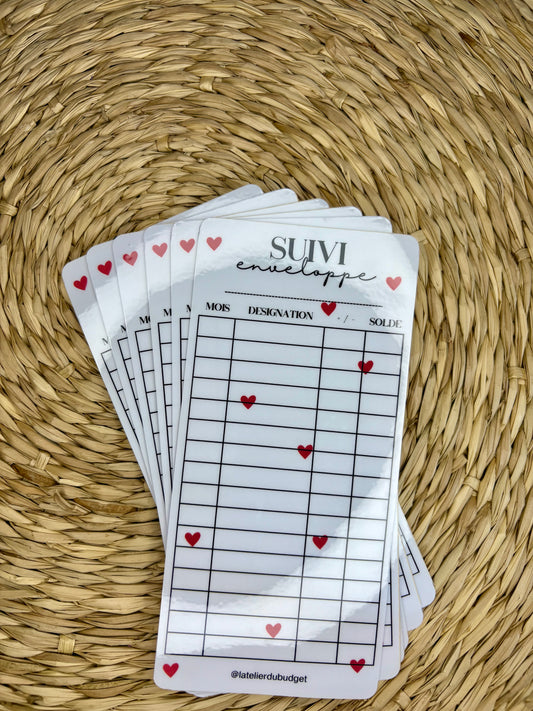 Pack de 6 trackers suivi - A6 coeurs rouges