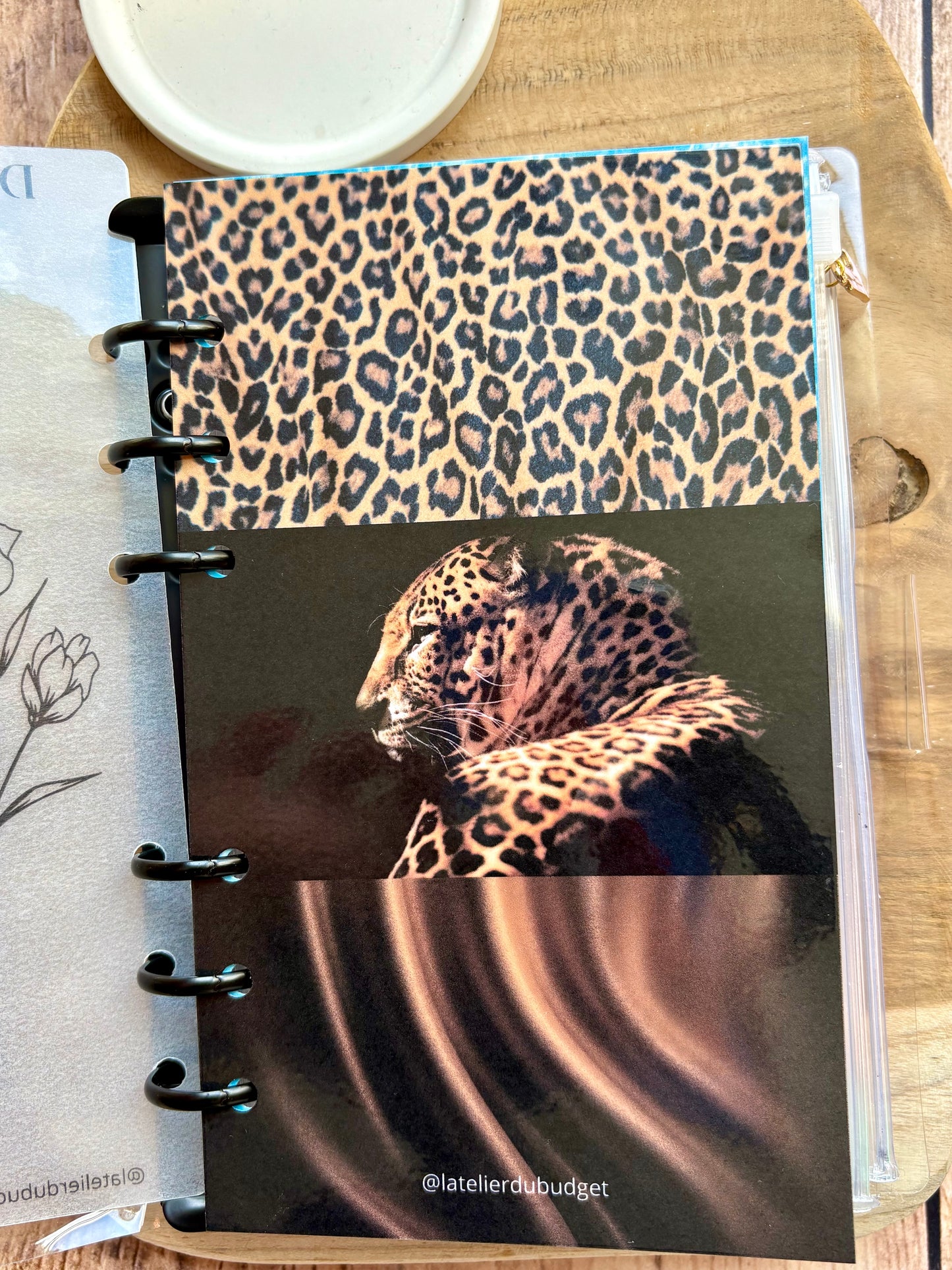 Page de garde - Léopard et tissu marron A6