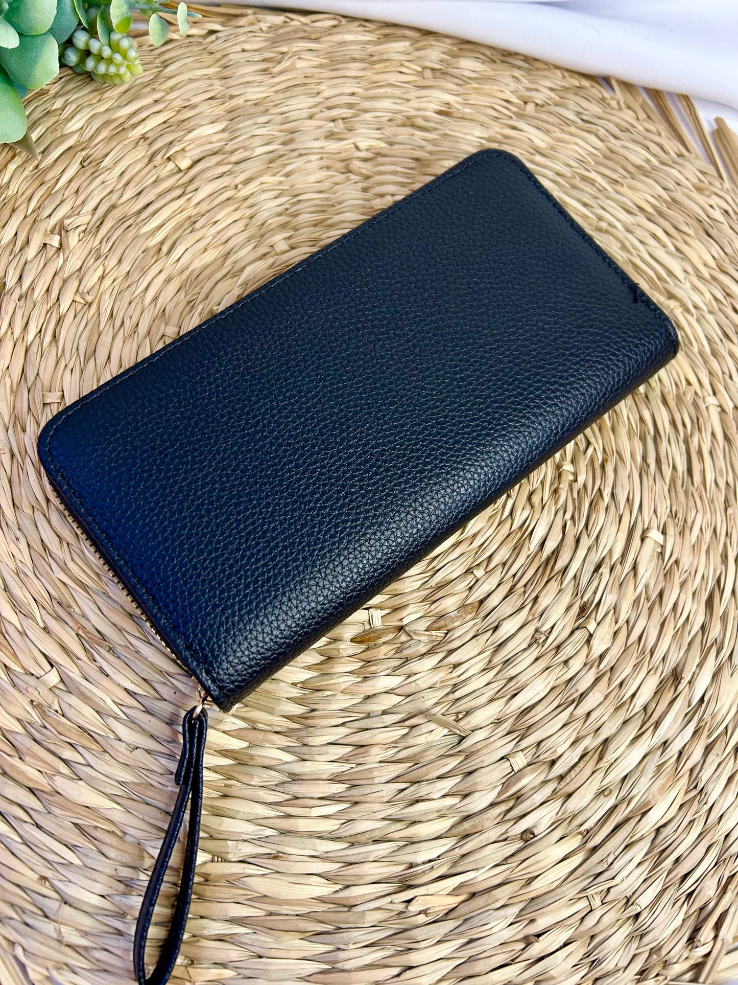 Porte feuille à fermeture éclair noir