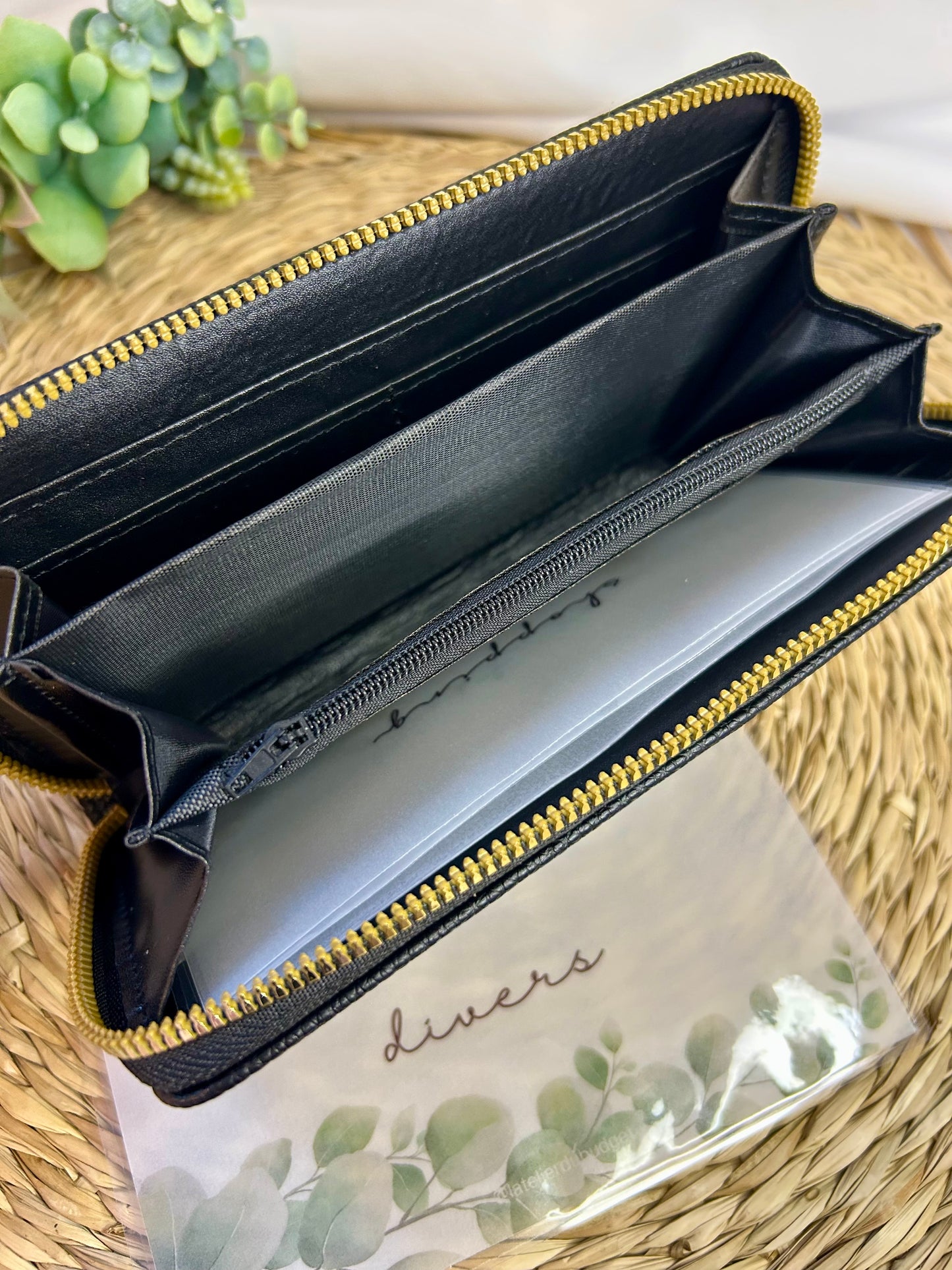 Porte feuille à fermeture éclair noir