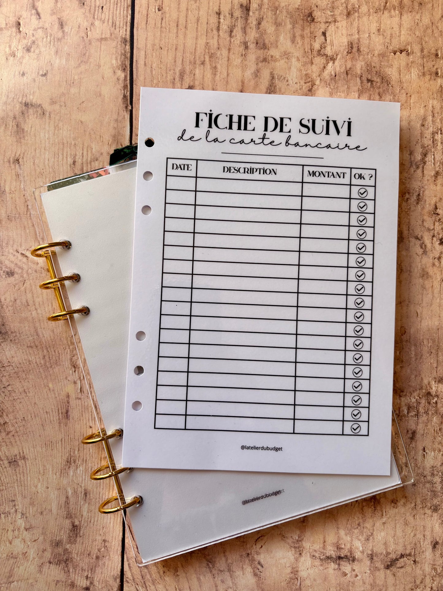 Page "suivi de la carte bancaire" - format A5