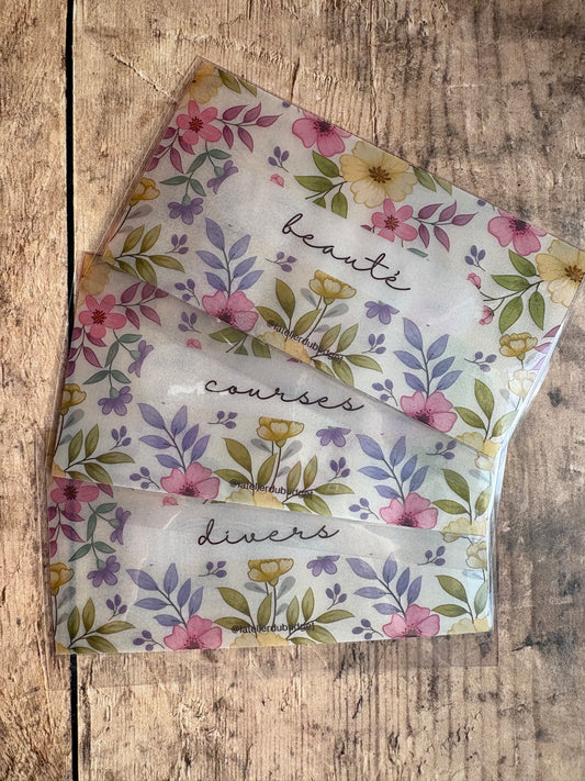 Lot 3 enveloppes porte feuille #Fleurs