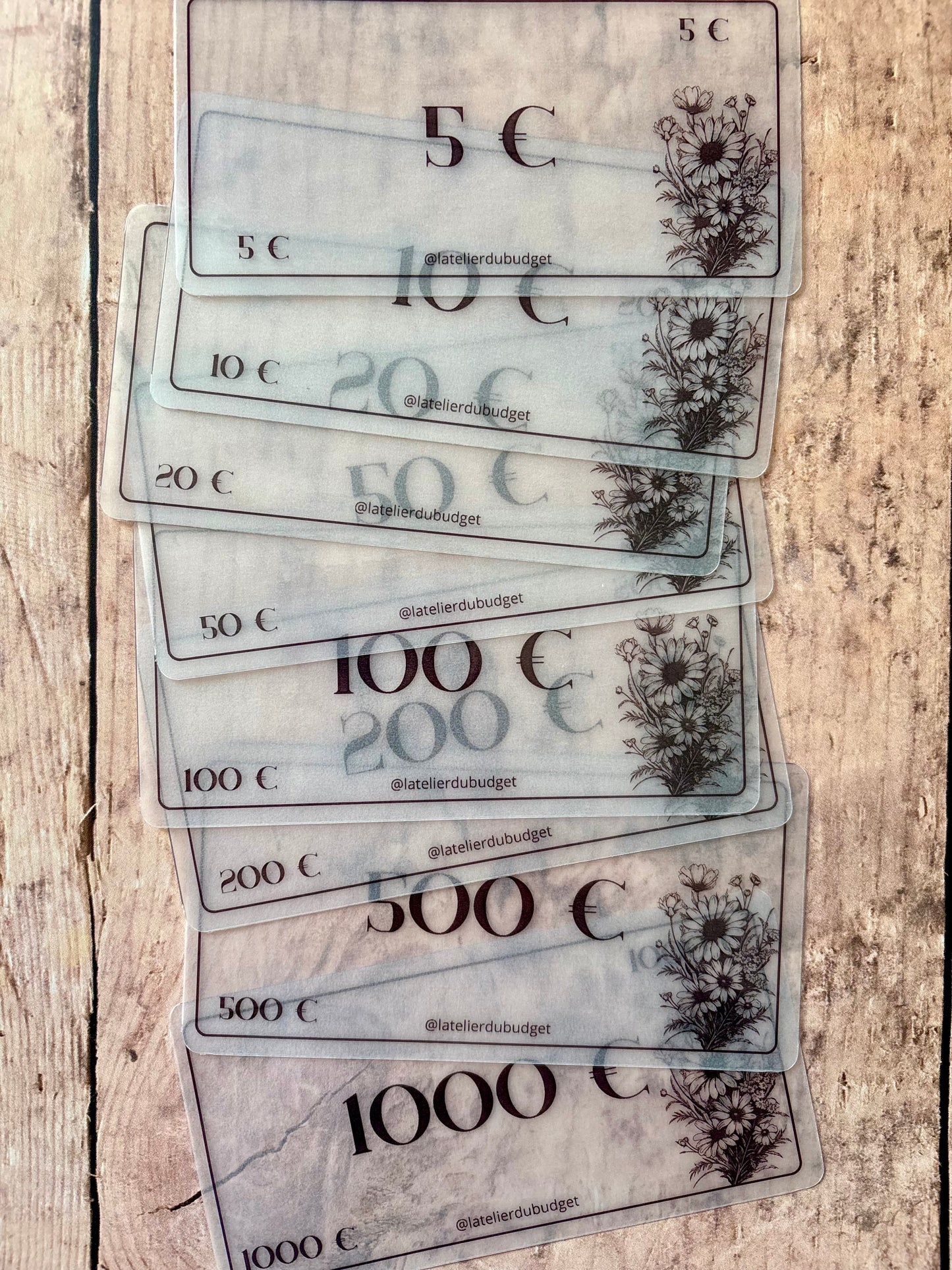 Billets factices en transparence