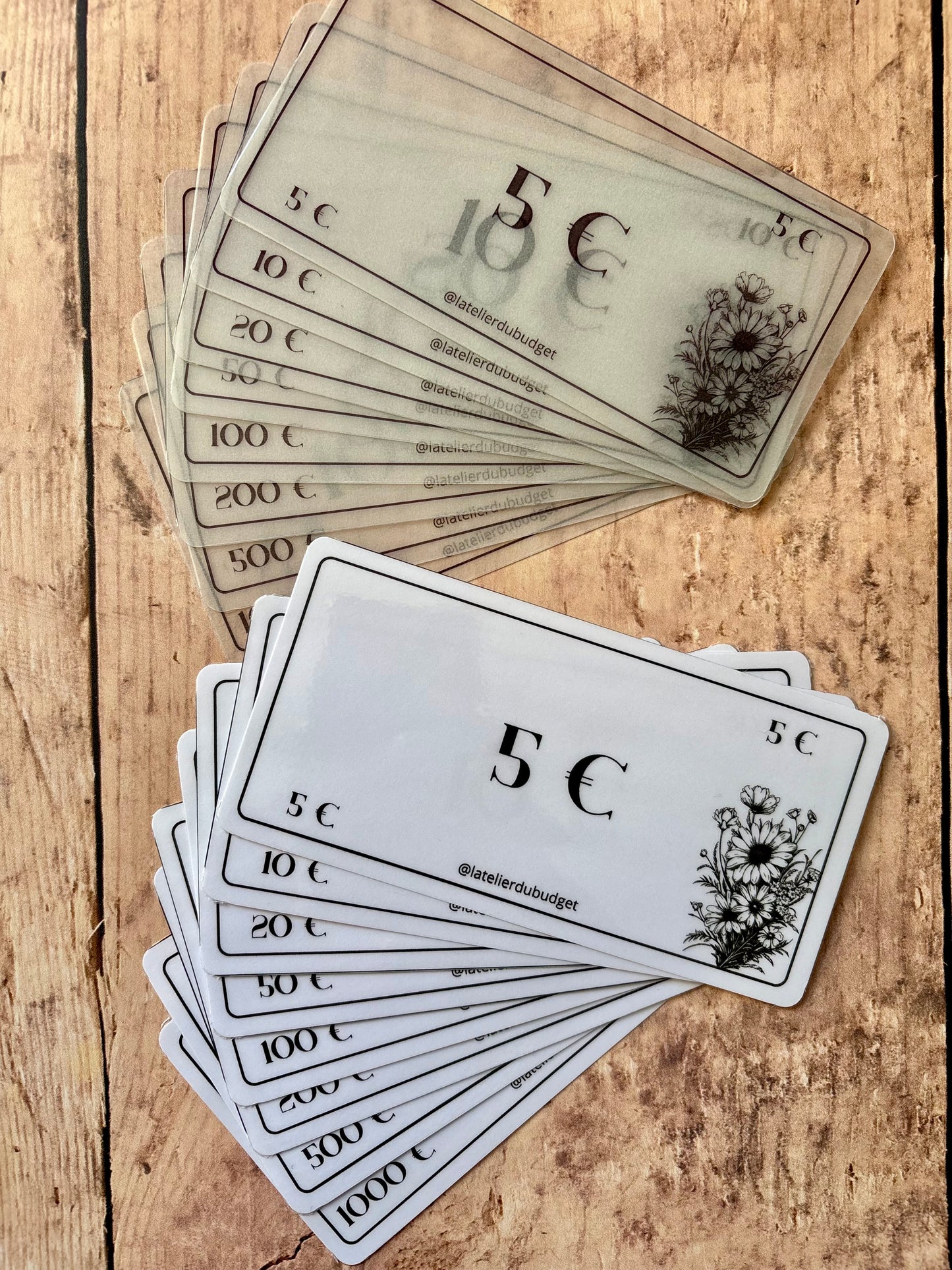 Billets factices en transparence