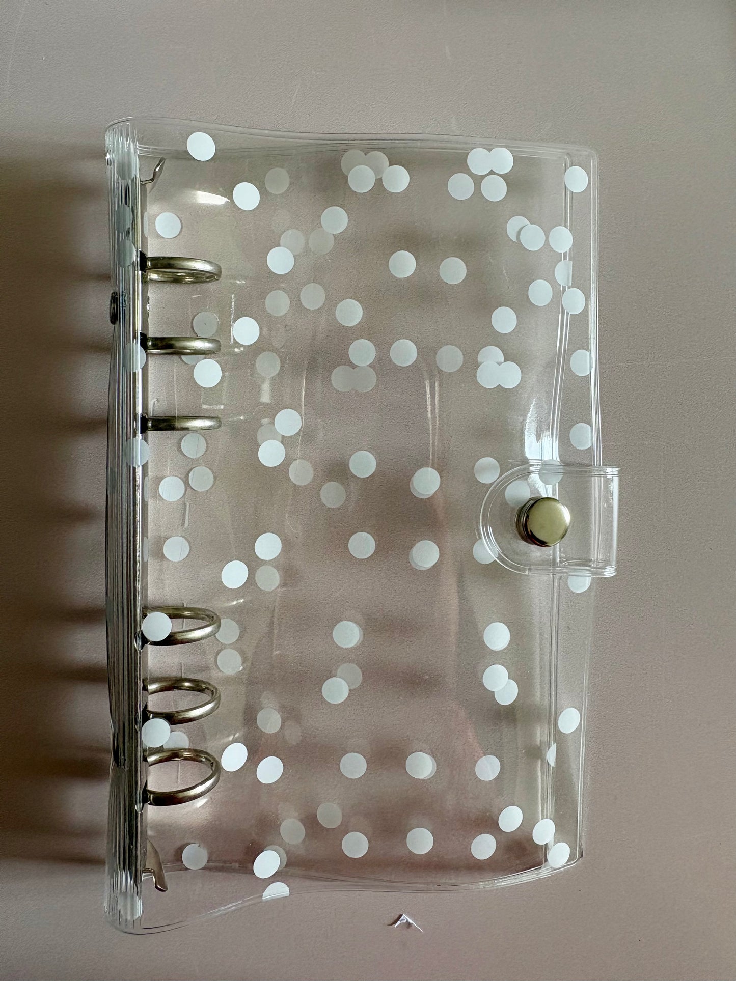 Classeur A6 - Gris à pois blanc
