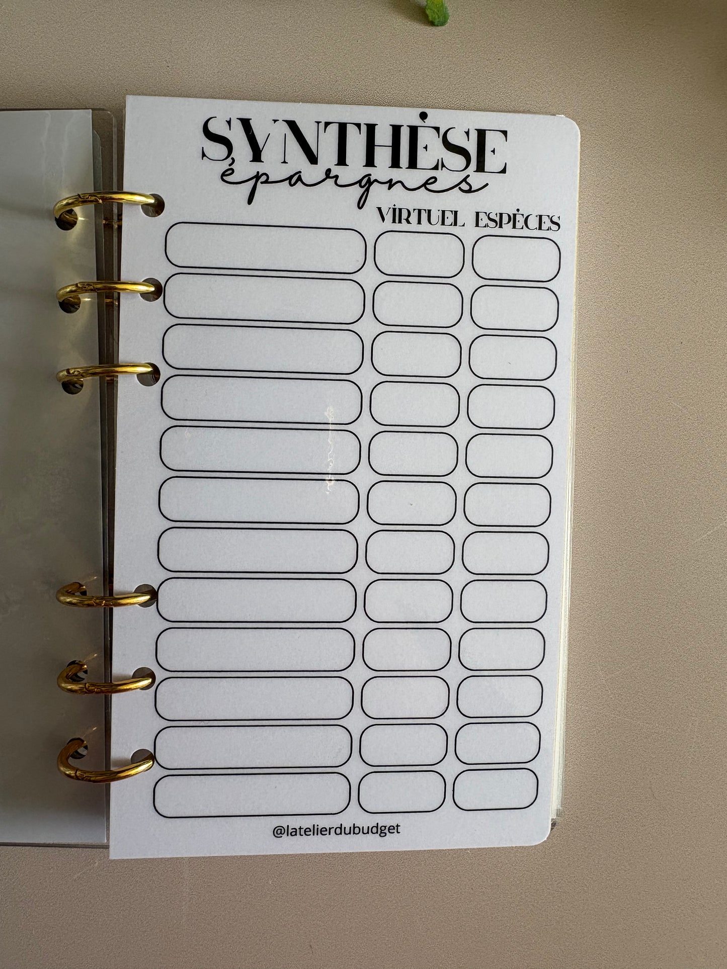 Page de synthèse épargnes - A6