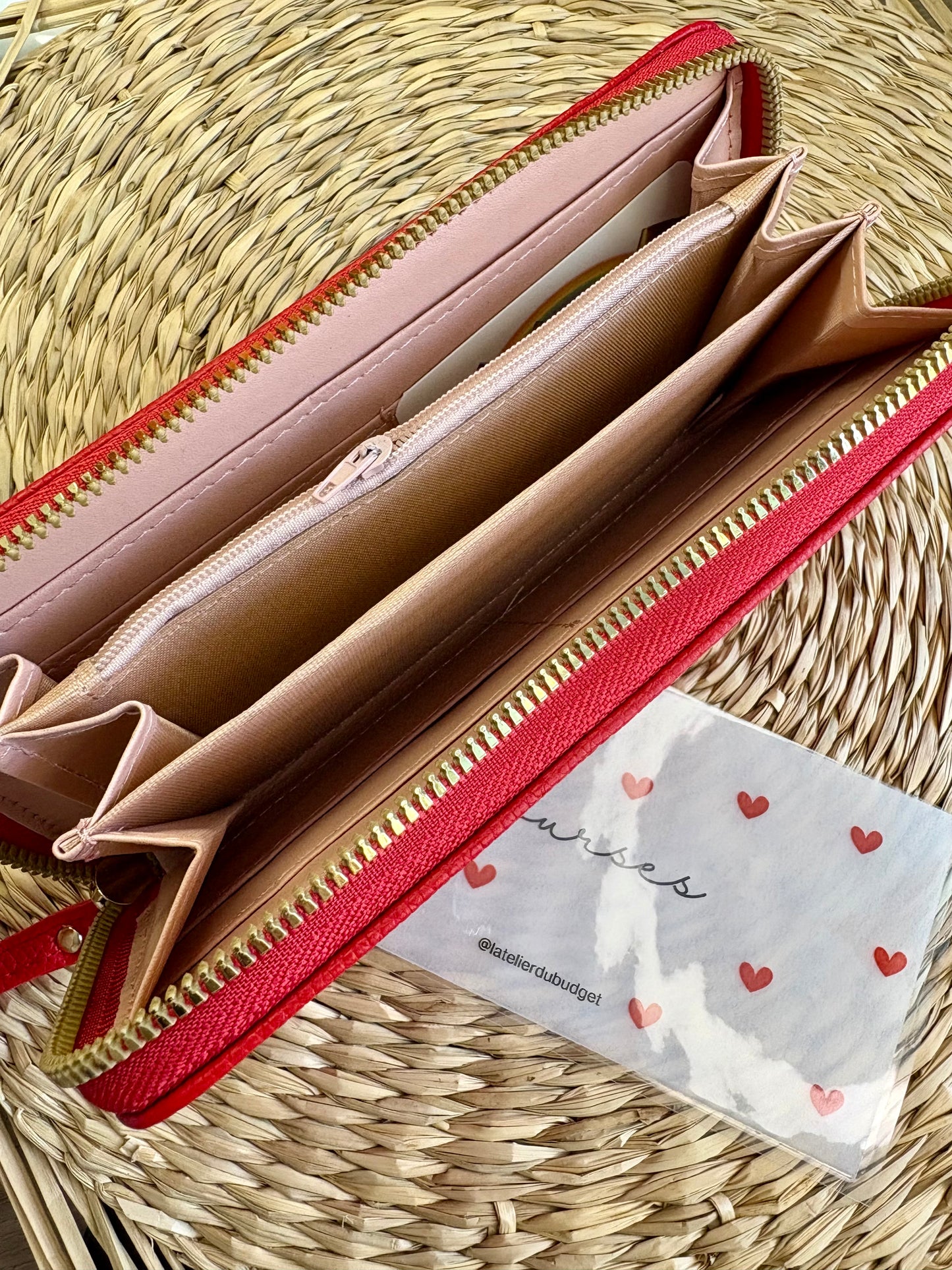Porte feuille à fermeture éclair rouge