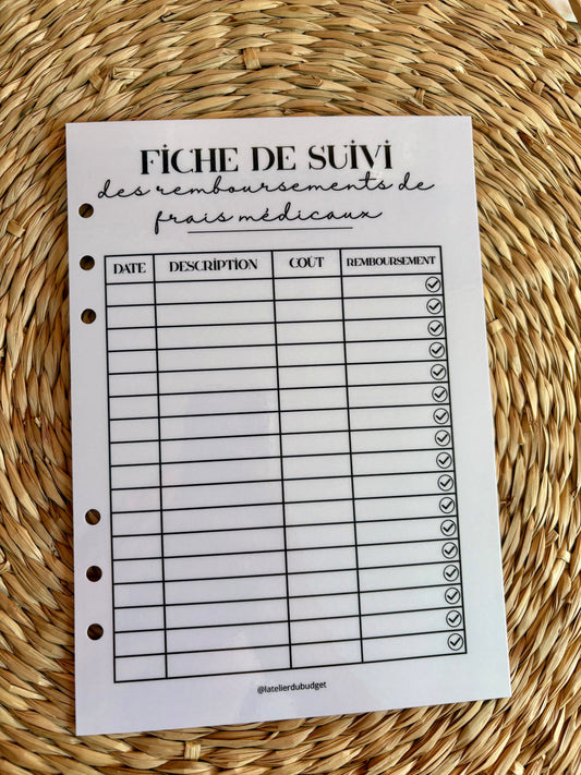 Page "suivi remboursements" - format A5