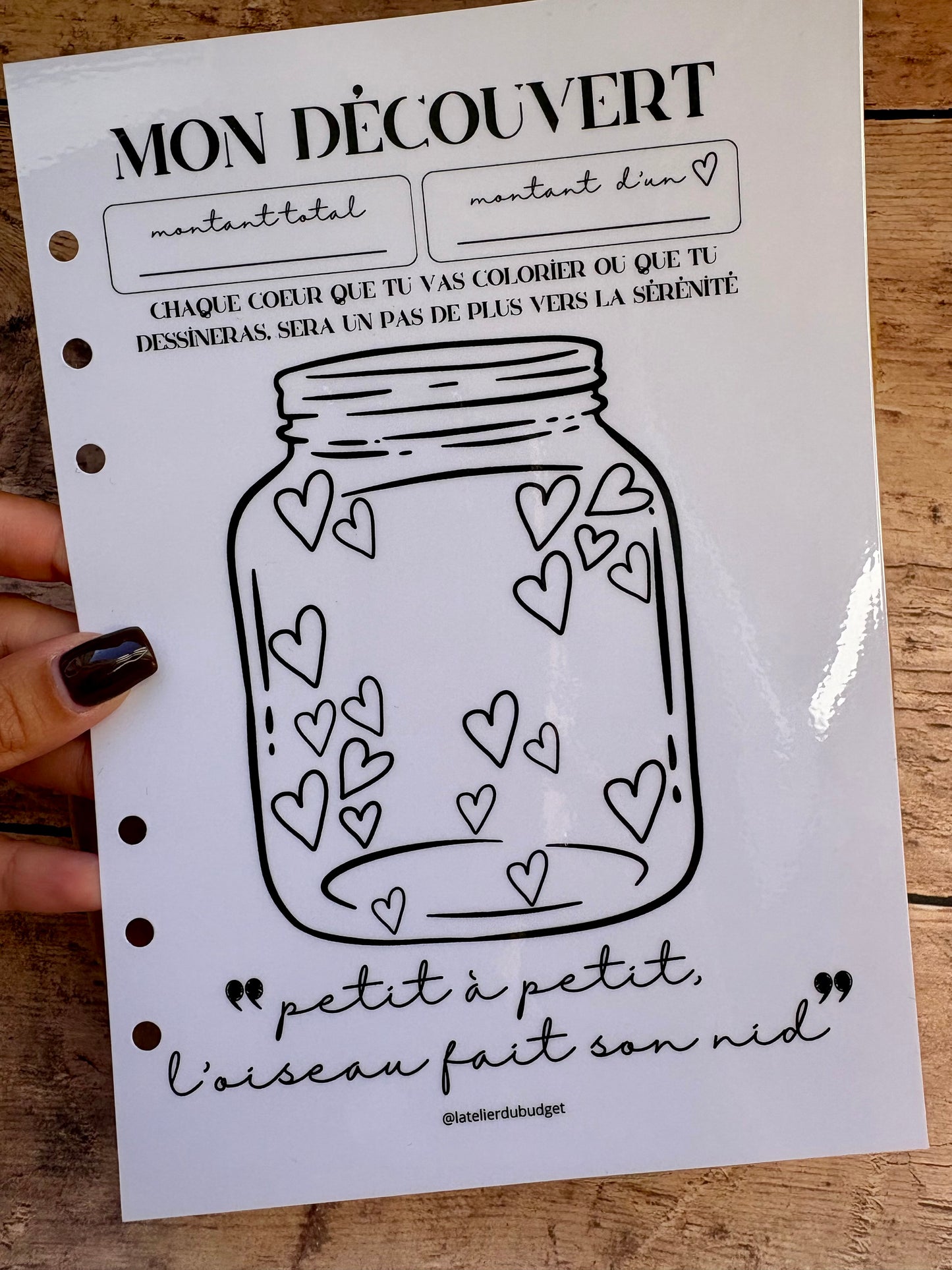 Page "mon découvert" - format A5