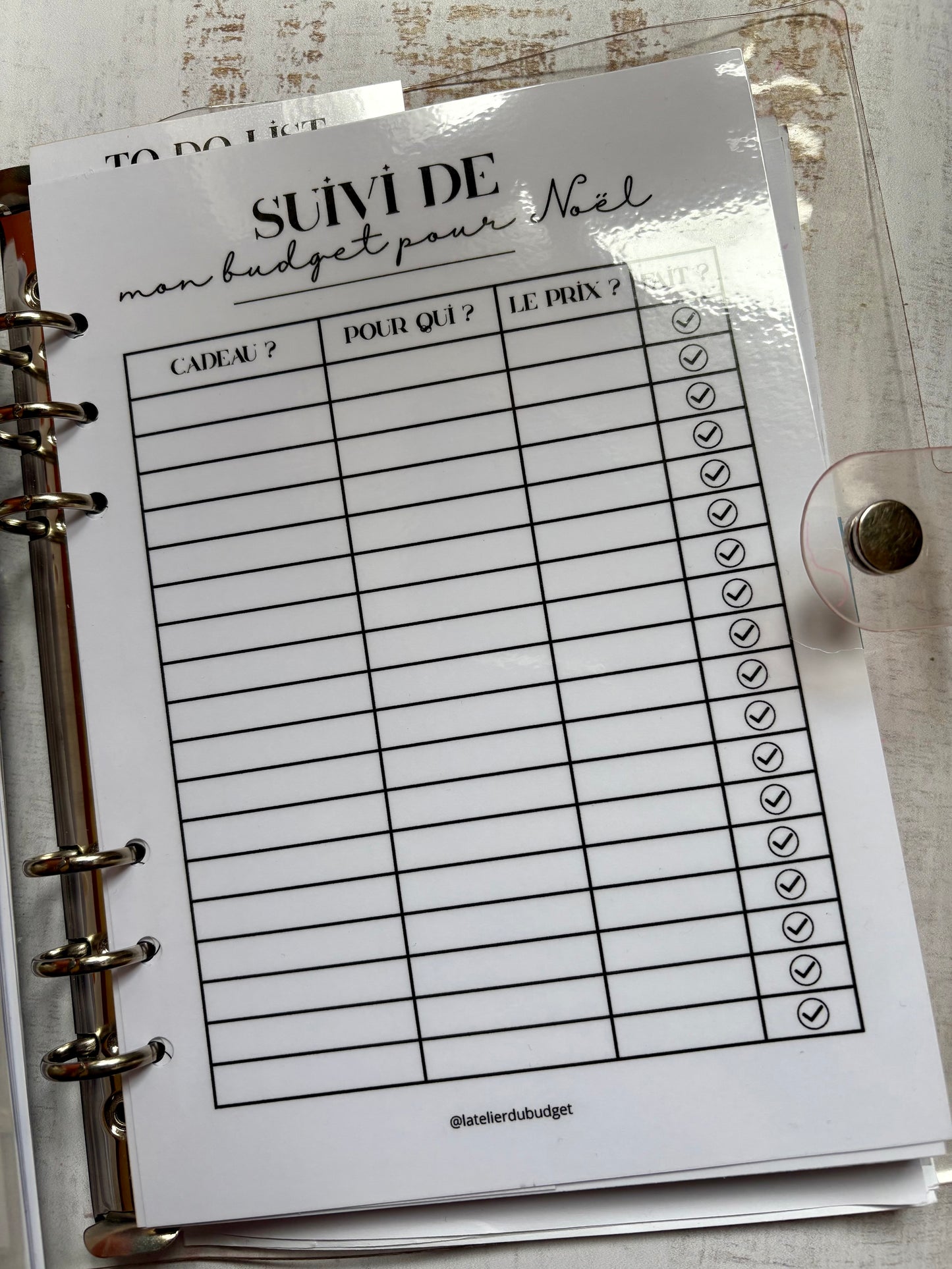 Page "suivi budget de Noël" - format A5